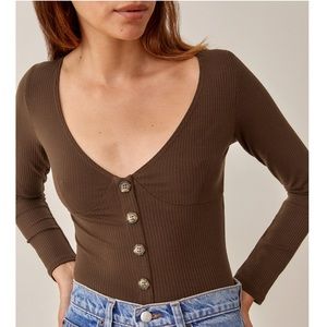 Reformation Virgil Top in Cafe Brown